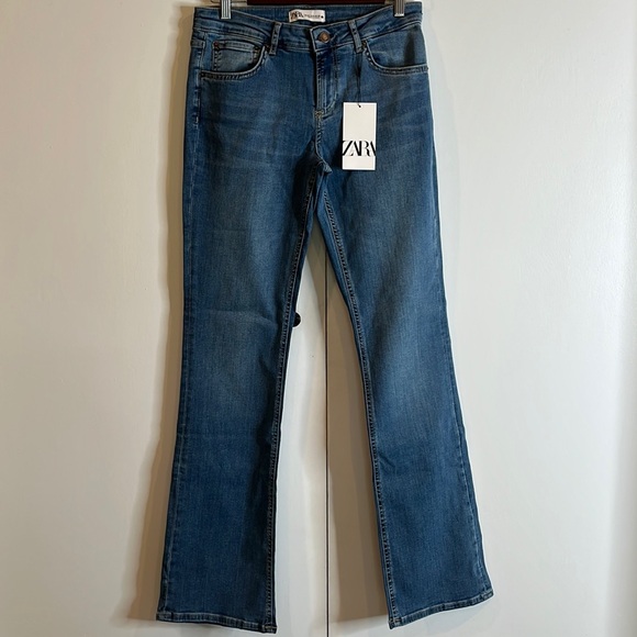 Zara The Low Rise Slim Bootcut Jeans Flared Leg Size 8 - Picture 4 of 13
